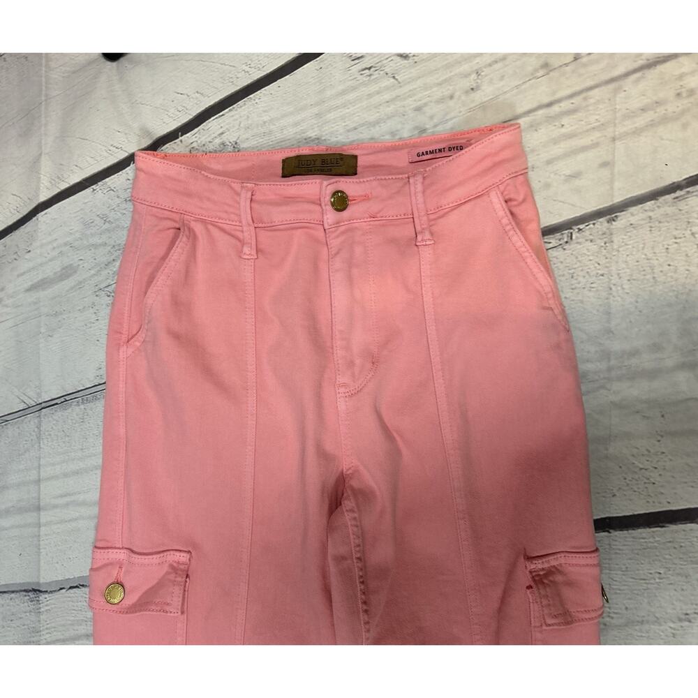 Judy Blue Garment Dyed Pink Cargo Pants Size 3/26 Los Angeles - Picture 3 of 10